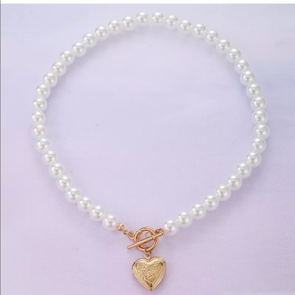 New Boho Pearls Choker Gold Color Heart Pendant N - Picture 4 of 10